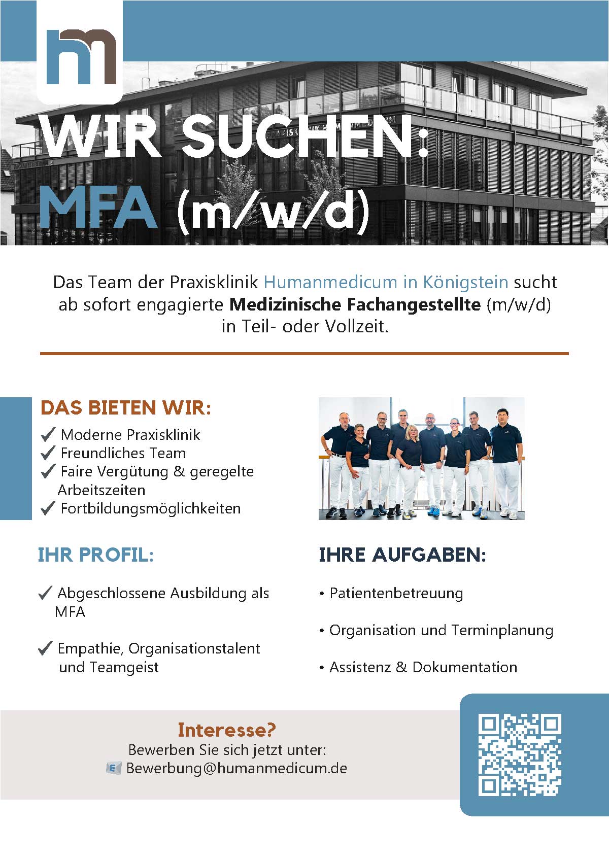 Wir suchen MFA (m/w/d) — Flyer als Bild